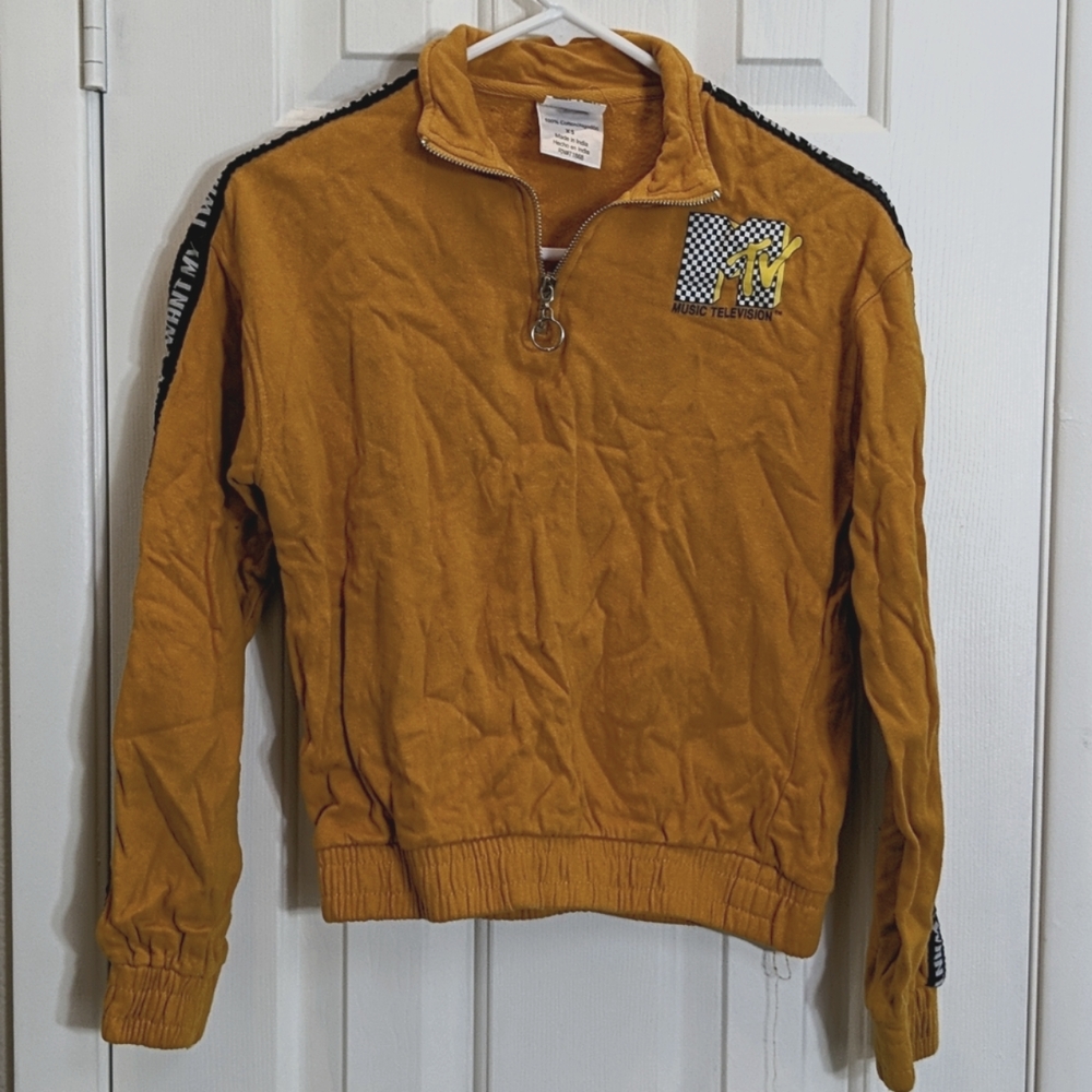 Orange MTV long sleeve crop top